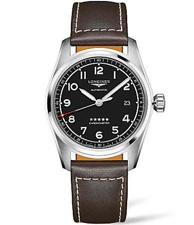 Mens Longines Spirit Stainless Steel & Leather-Strap Watch Product Image