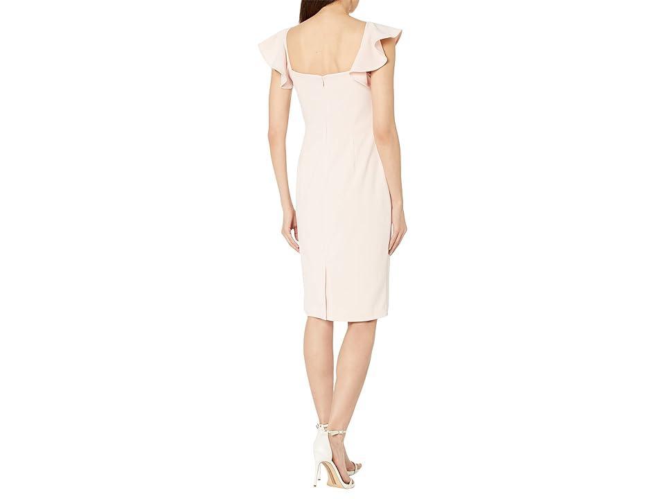 Calvin Klein Flutter Sleeve Square Neck Sheath (Petal) Women's Dress Product Image