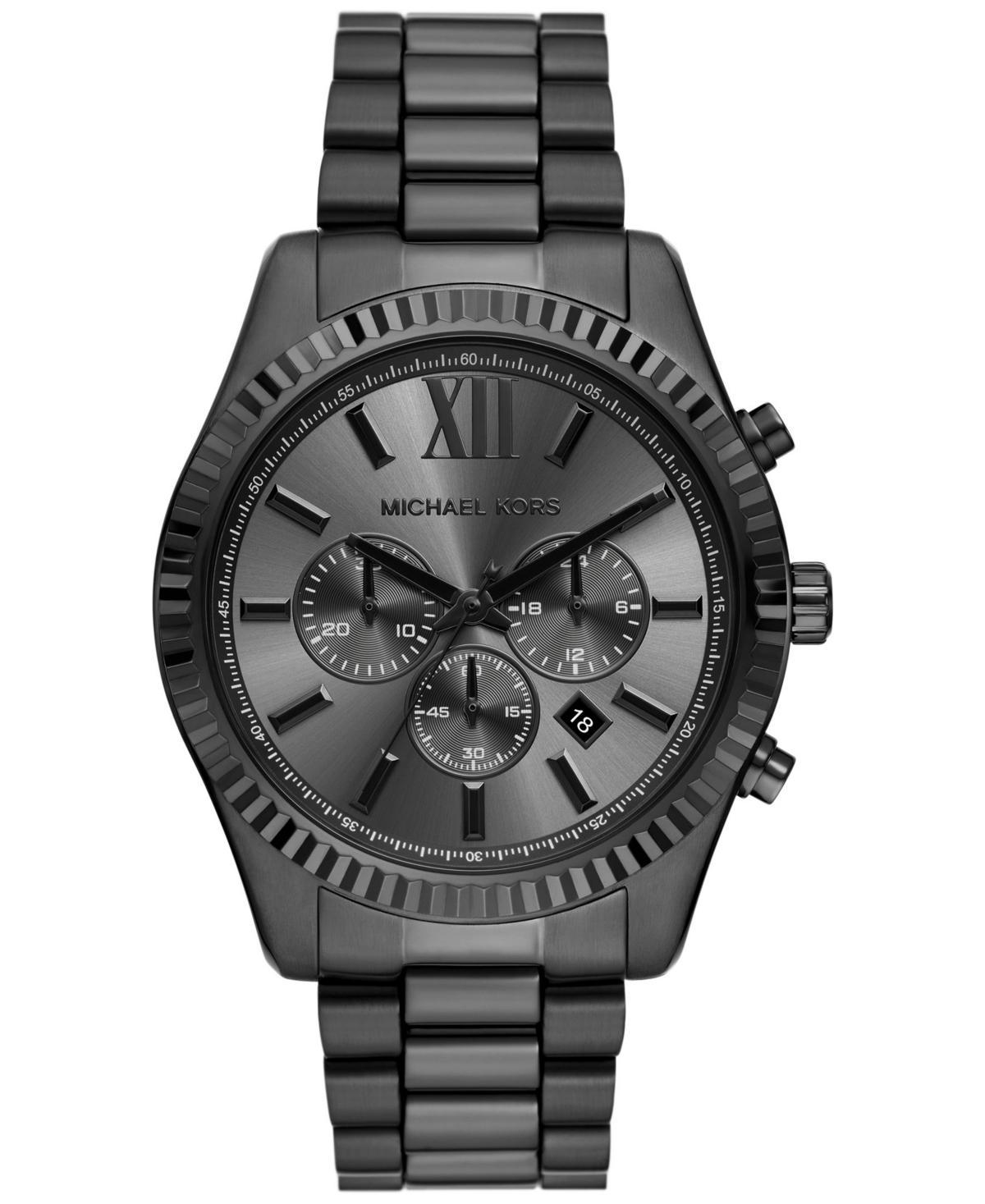 Michael Kors Mens Lexington Chronograph Black Ion Plated Stainless Steel Watch 44mm Product Image