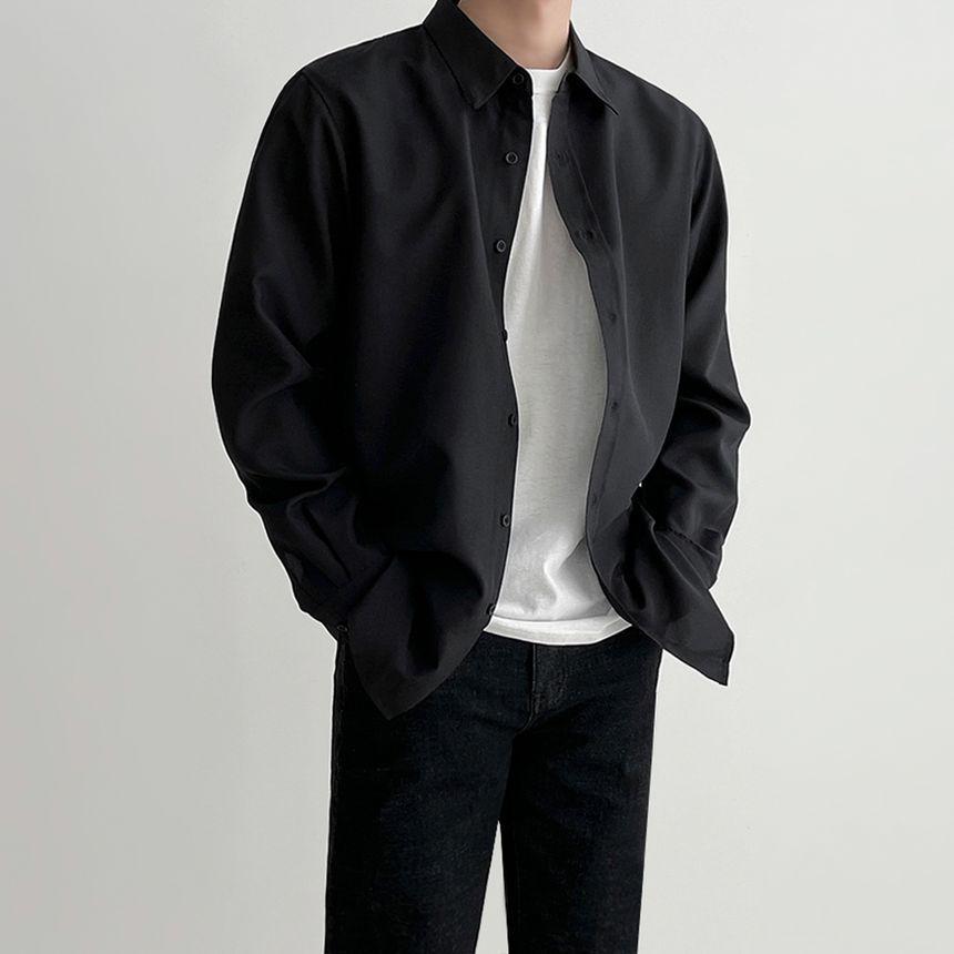 Long-Sleeve Plain Shirt Product Image