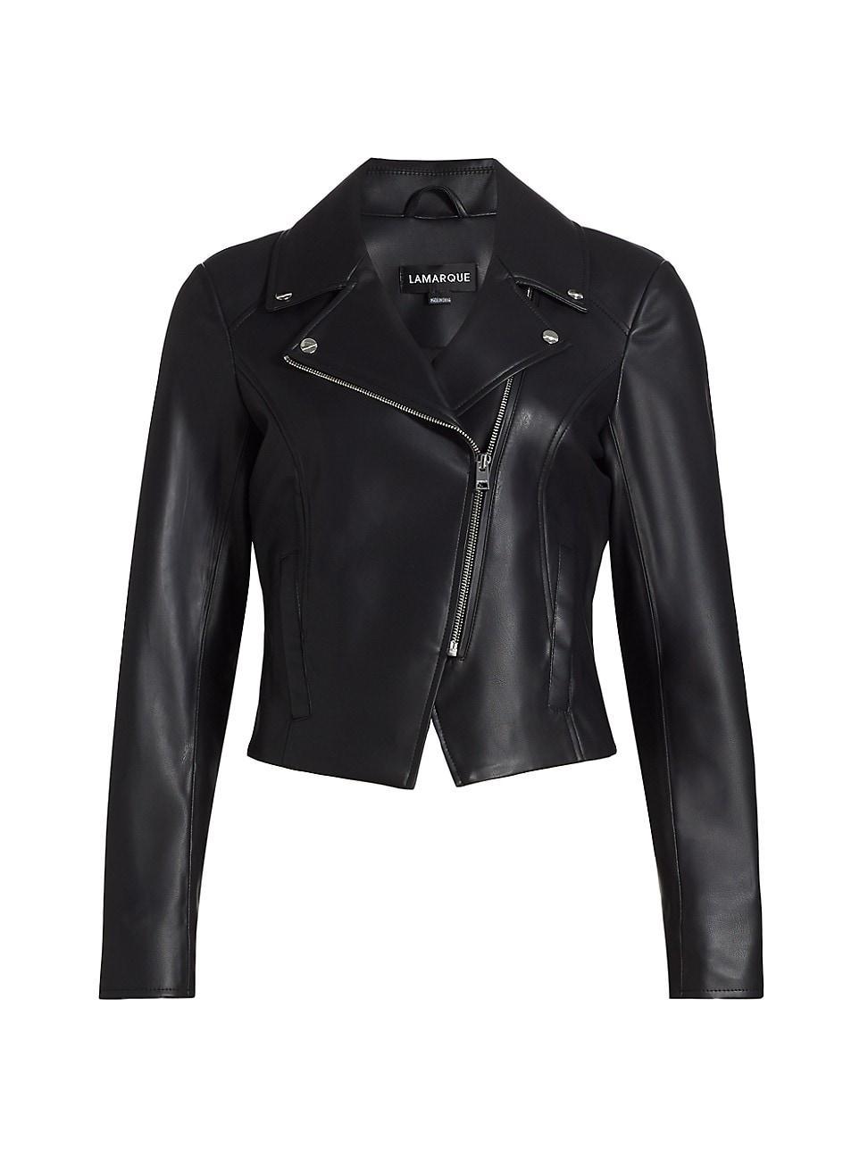 Womens Faux Leather Biker Jacket Product Image