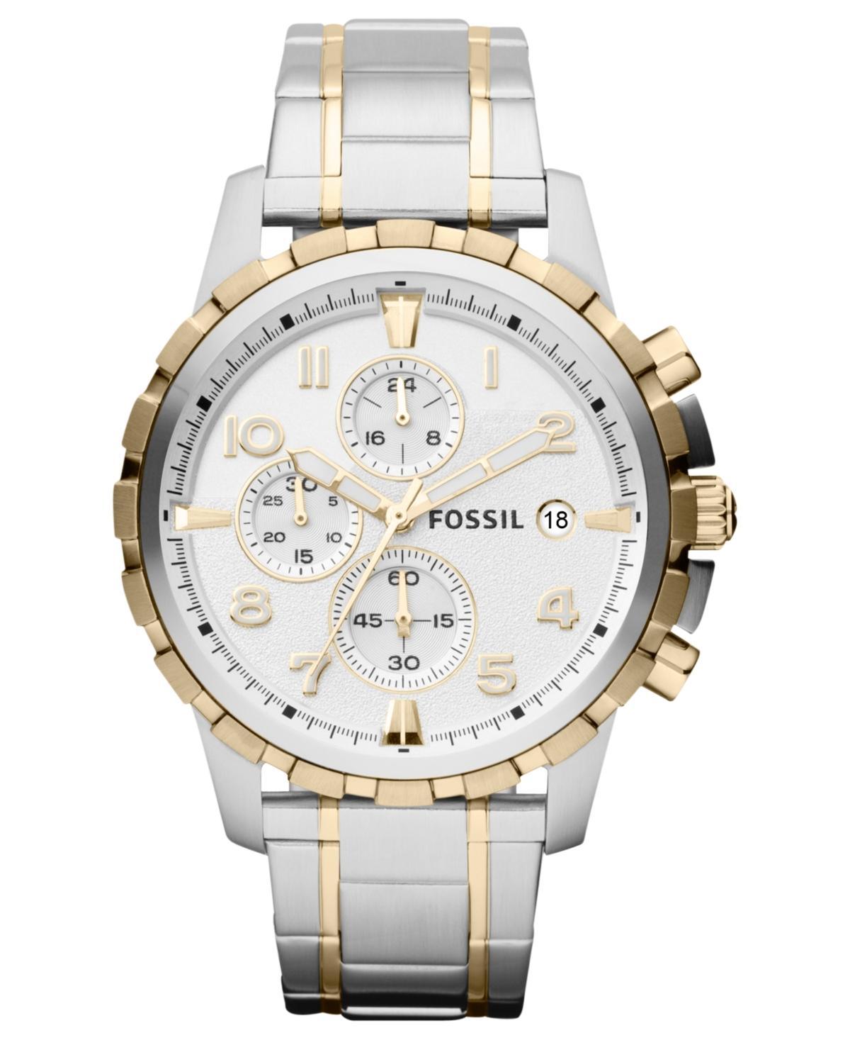 Fossil Mens Chronograph Dean Two-Tone Stainless Steel Bracelet Watch 45mm FS4795 Product Image