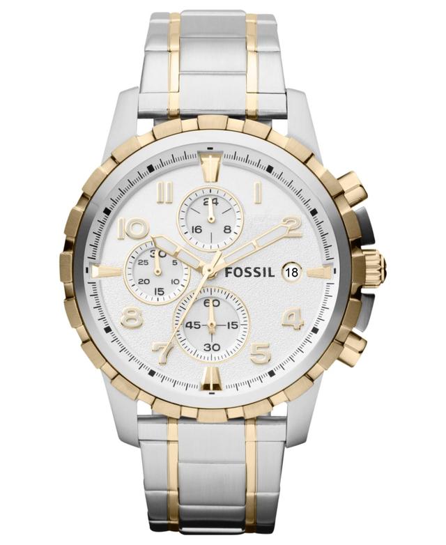 Fossil Mens Chronograph Dean Two-Tone Stainless Steel Bracelet Watch 45mm FS4795 - Two Tone Product Image