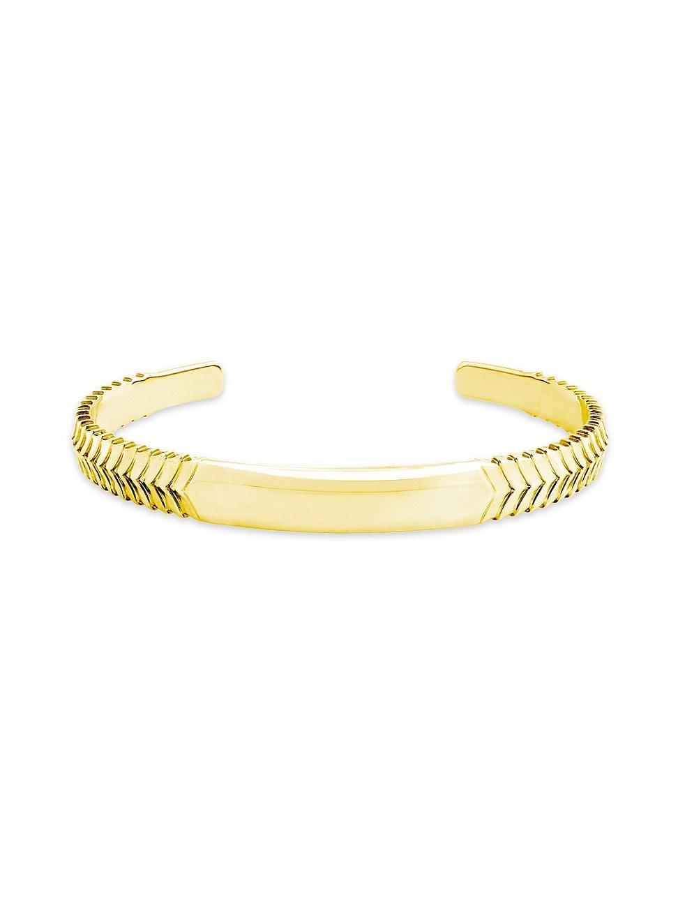 Mens Herringbone Torque 14K Gold Cuff Bracelet Product Image