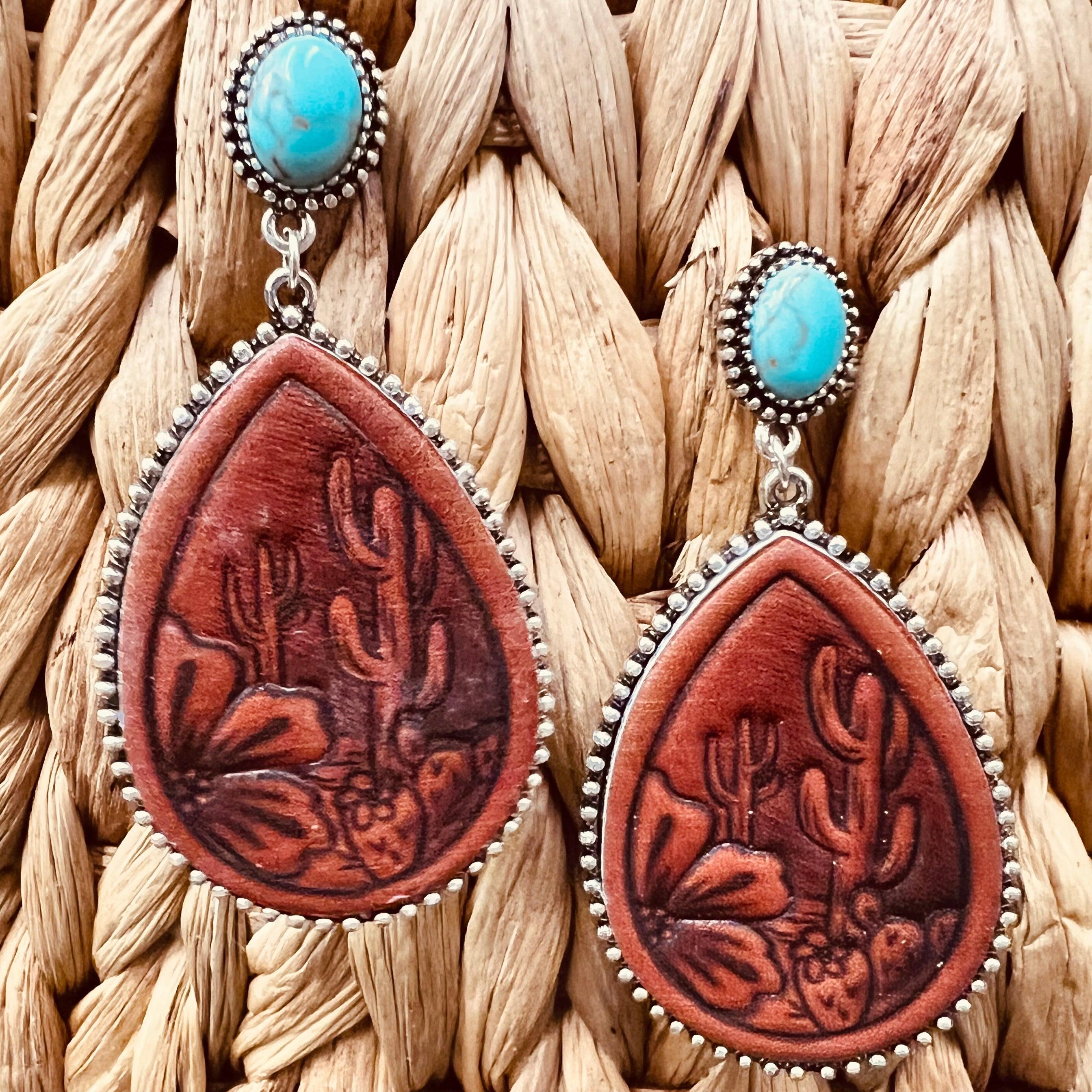 Leather Stamped Earrings Product Image