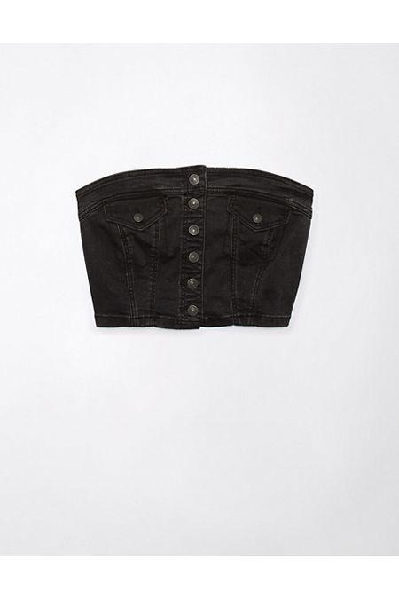 AE Cropped Denim Tube Top Womens Product Image