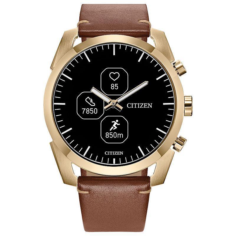 Citizen Mens Cz Smart Hybrid Sport Brown Leather Strap Smart Watch 43mm Product Image