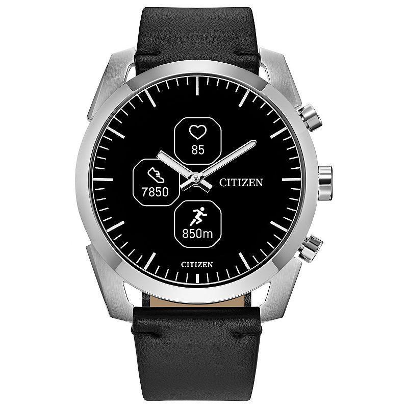 Citizen Mens Cz Smart Hybrid Sport Black Leather Strap Smart Watch 43mm Product Image