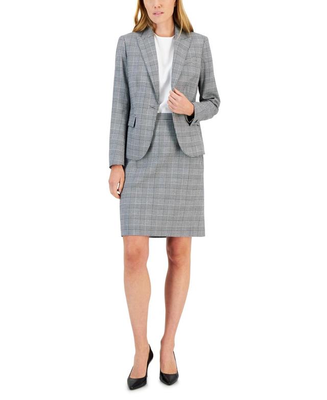 Anne Klein Womens Glen Plaid Single-Button Skirt Suit - Anne Black Product Image