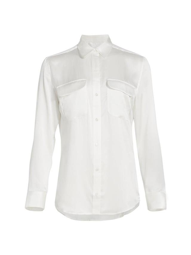 Womens Signature Button-Up Silk Blouse Product Image