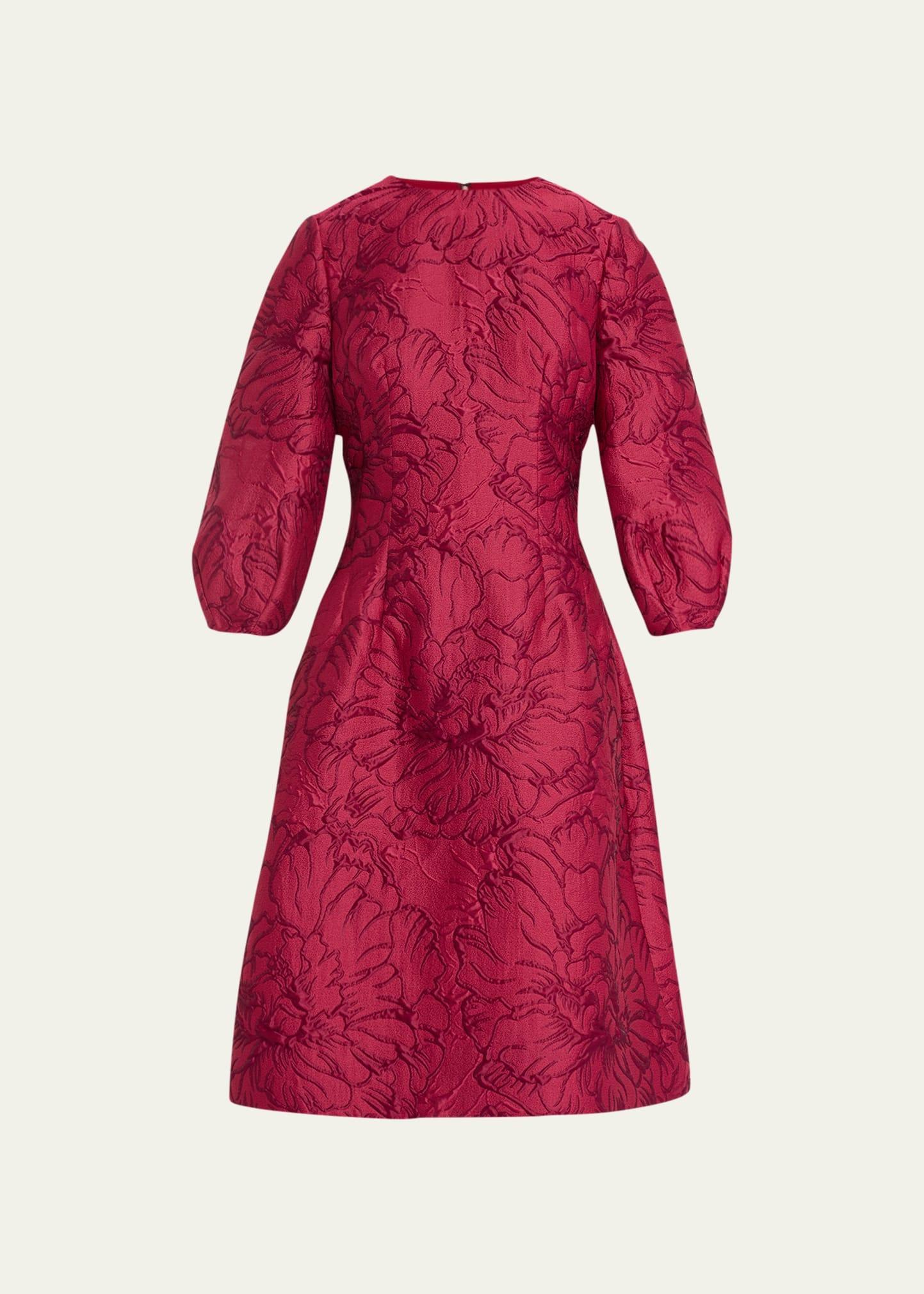 Womens Floral Jacquard Blouson-Sleeve Minidress Product Image