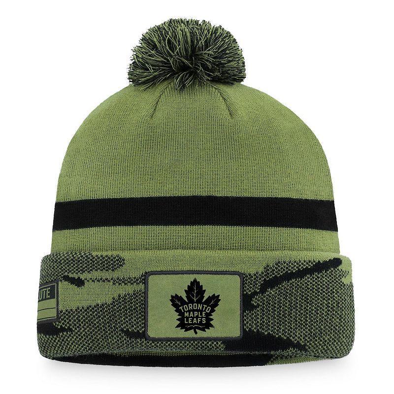 Men's Fanatics Branded Camo Toronto Maple Leafs Military Appreciation Cuffed Knit Hat with Pom Product Image