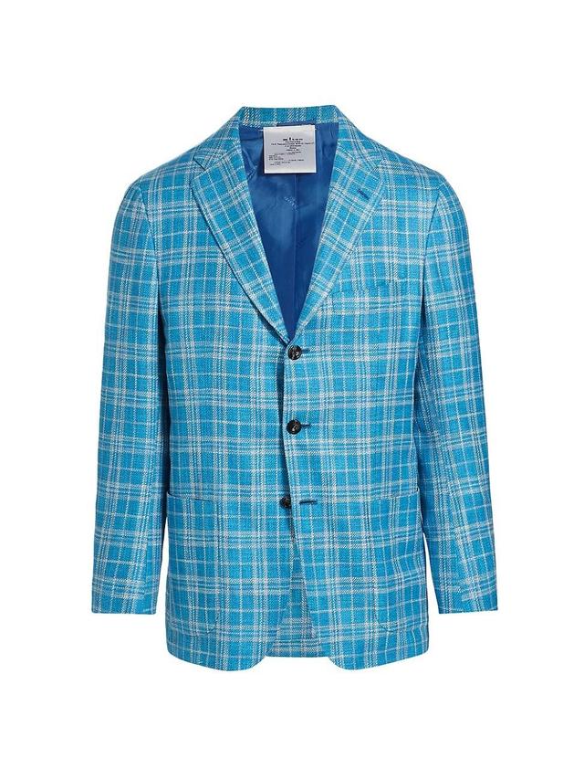 Mens Plaid Silk-Blend Three-Button Sport Coat Product Image