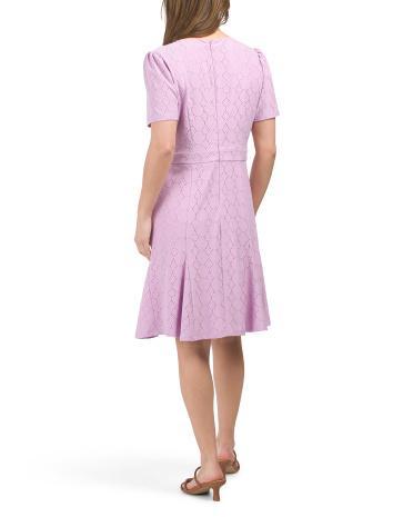 Eyelet Puff Sleeve Mini Dress for Women Product Image