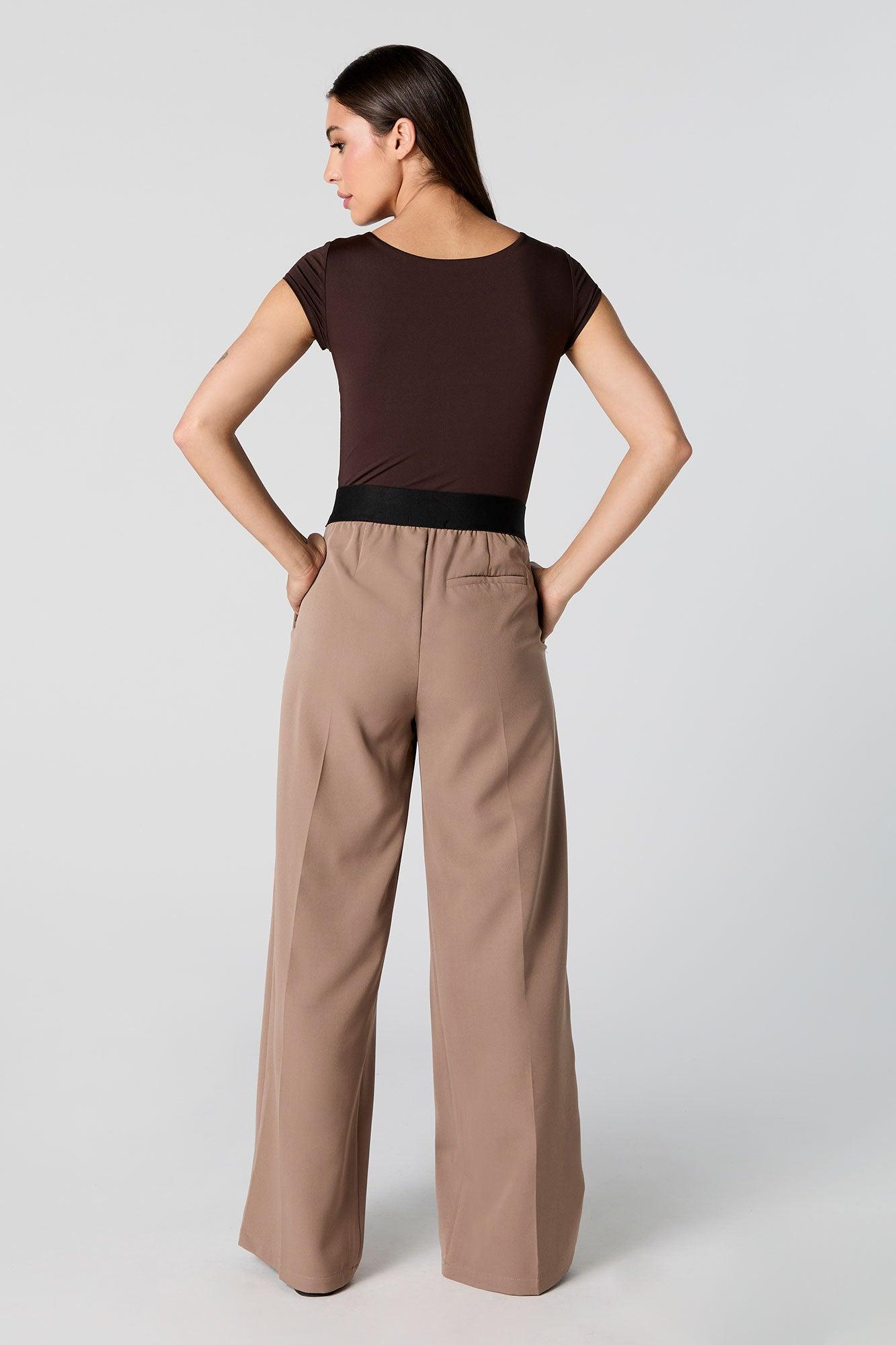 Elastic Waist Wide Leg Dress Pant Female Product Image