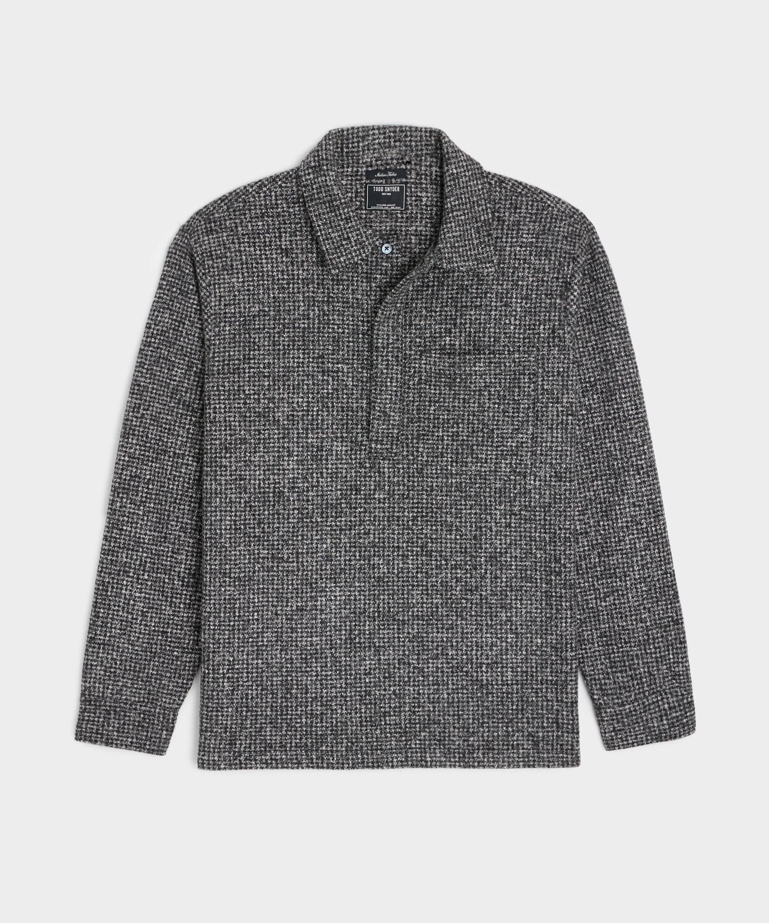 Check Wool-Silk Knit Polo in Blacktop Product Image