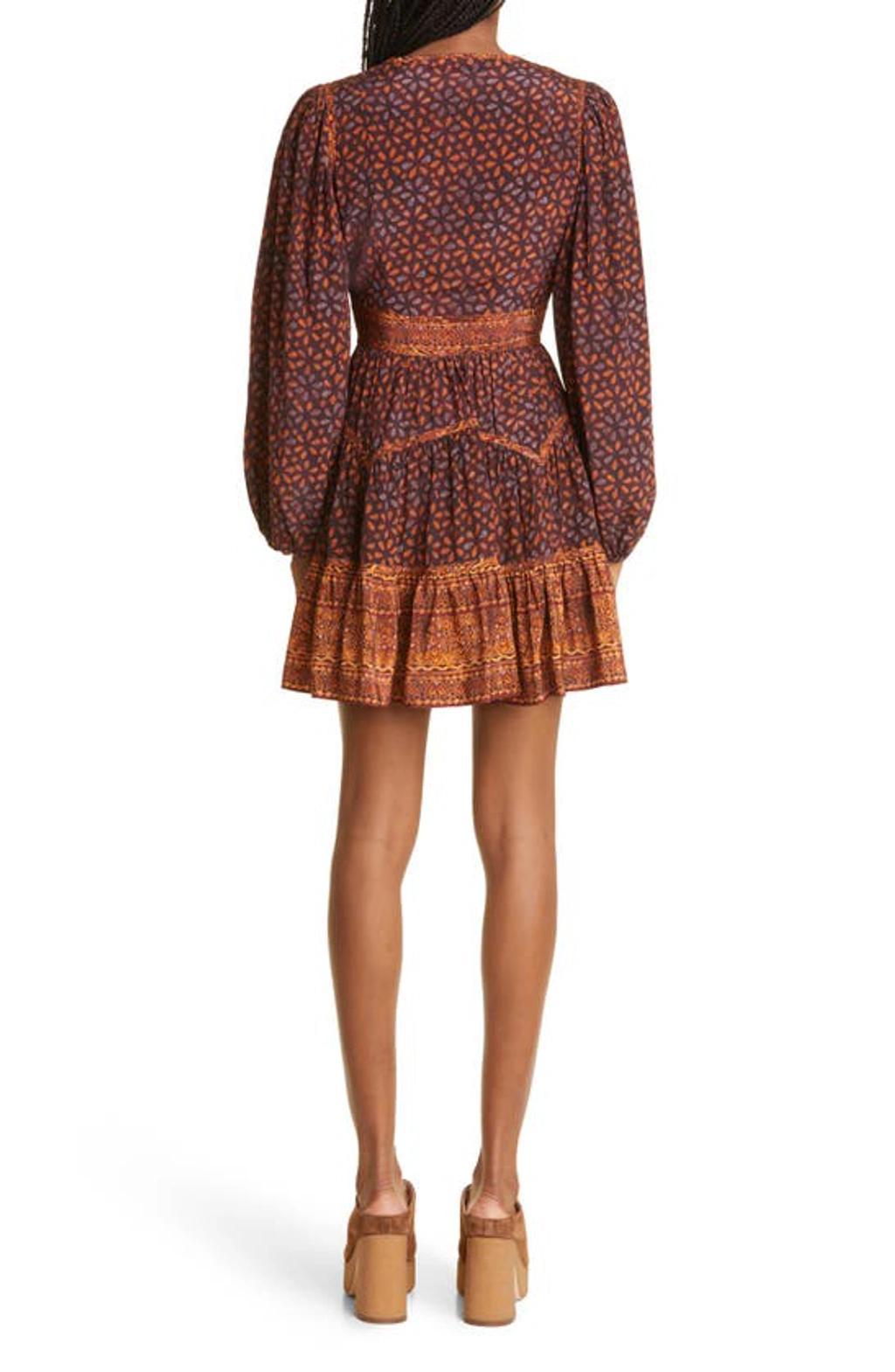 Hayana Printed Tiered Silk Crepe De Chine Mini Dress In Agate Product Image