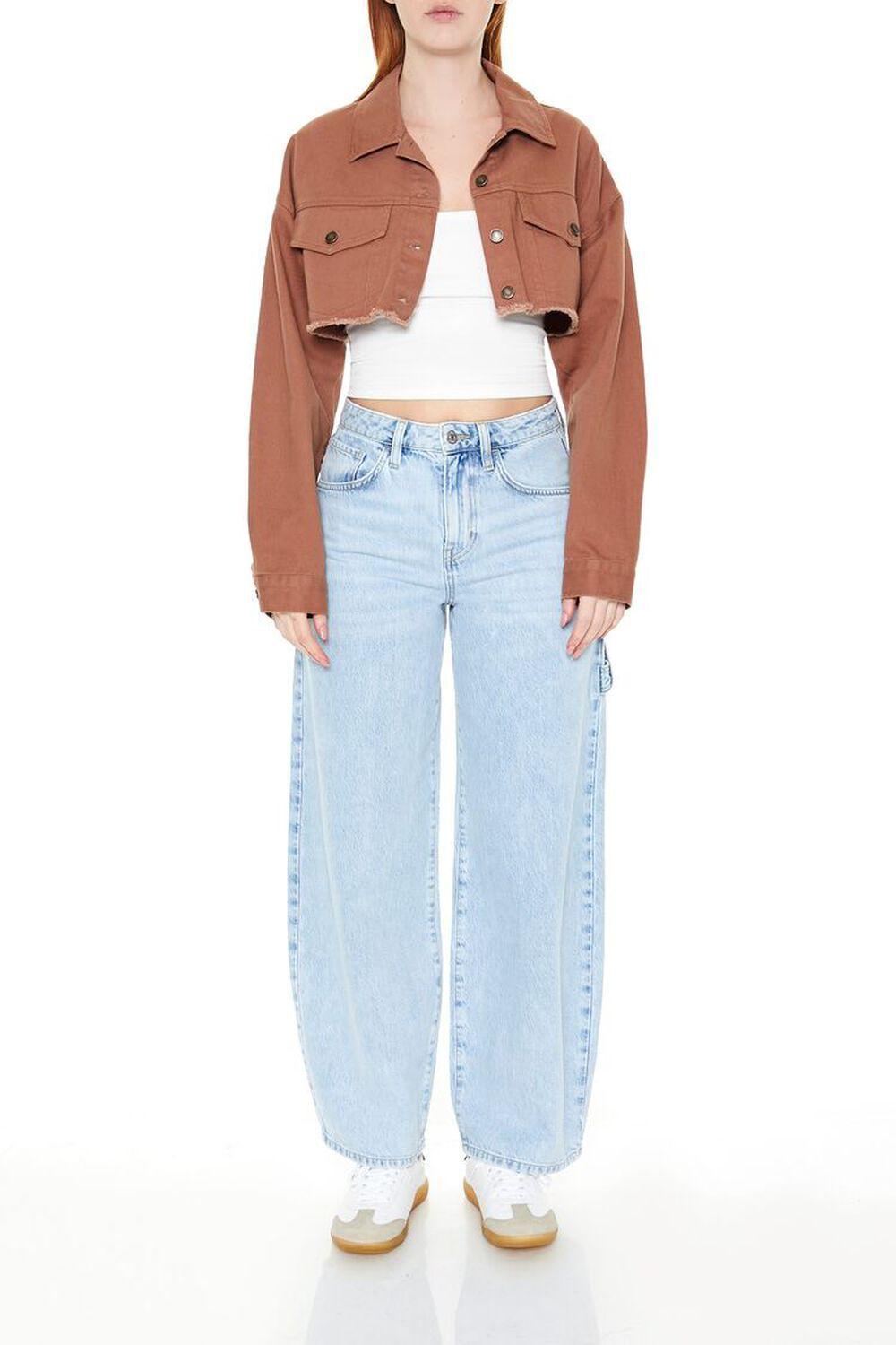 Frayed Cropped Denim Jacket | Forever 21 Product Image