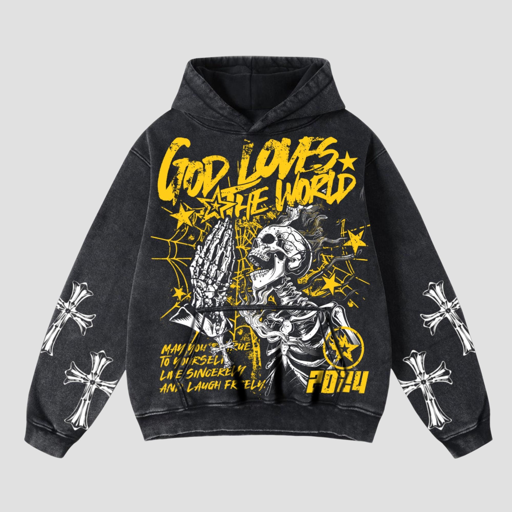 God Loves The World Graphics Hooded Sweatshirt Product Image