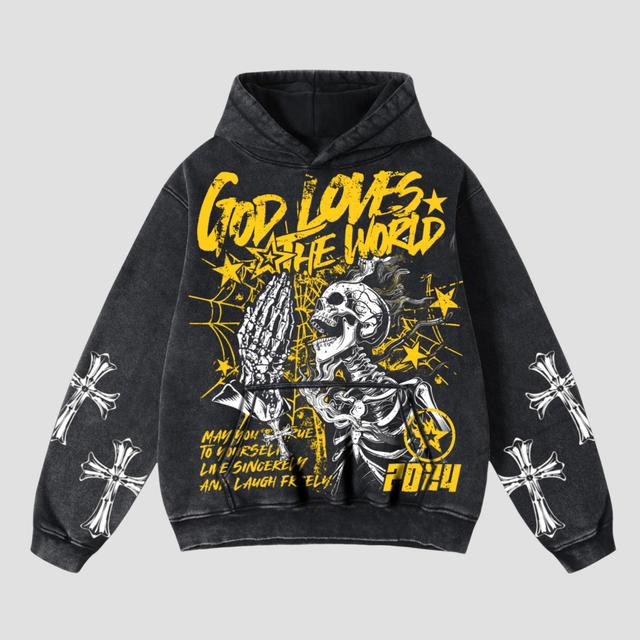 Sopula God Loves The World Graphics Hooded Sweatshirt Product Image