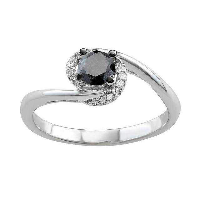 14k White Gold 1/2 Carat T.W. Black & White Diamond Ring, Womens Multicolor Product Image