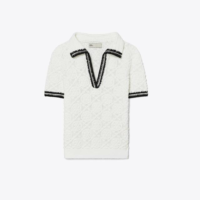 Cotton Pointelle Knitted Polo Shirt Product Image