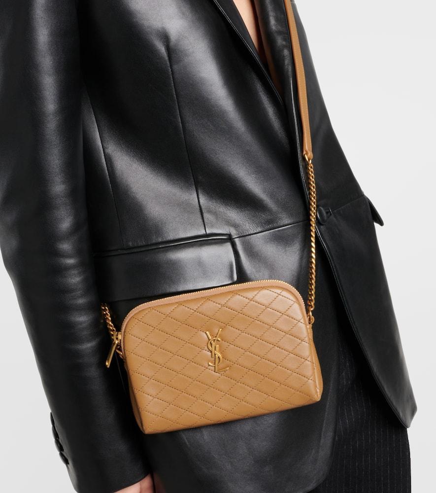 SAINT LAURENT Gabby Quilted Patent Leather Crossbody Bag In Brown Product Image