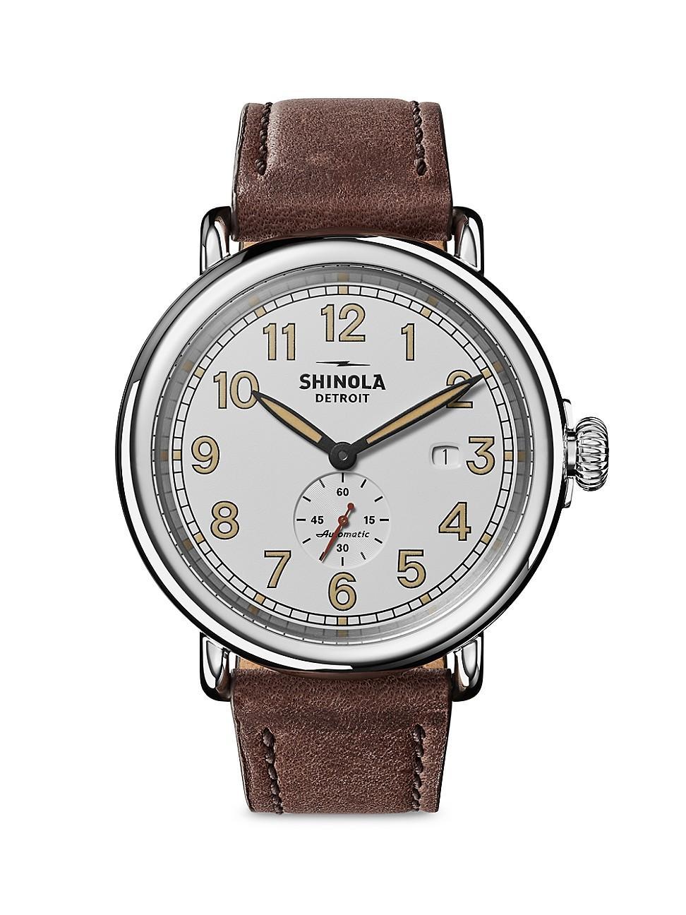 Mens The Runwell Leather-Strap Automatic Watch Product Image