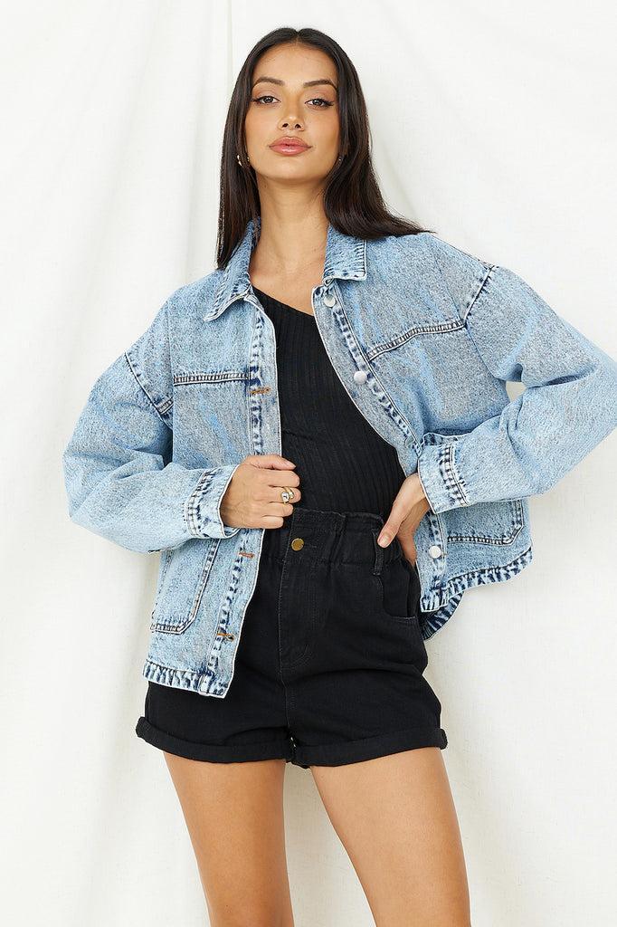 Sweet Victory Denim Jacket Blue Product Image