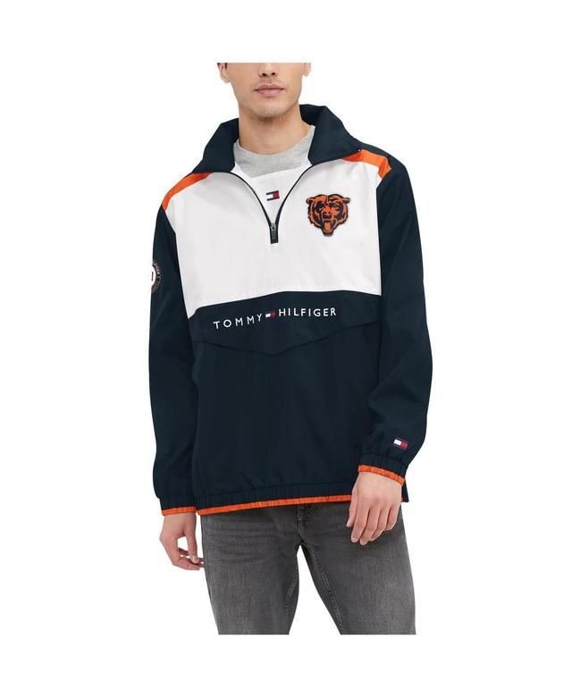 Mens Tommy Hilfiger Navy/White Chicago Bears Carter Half-Zip Hooded Top Product Image