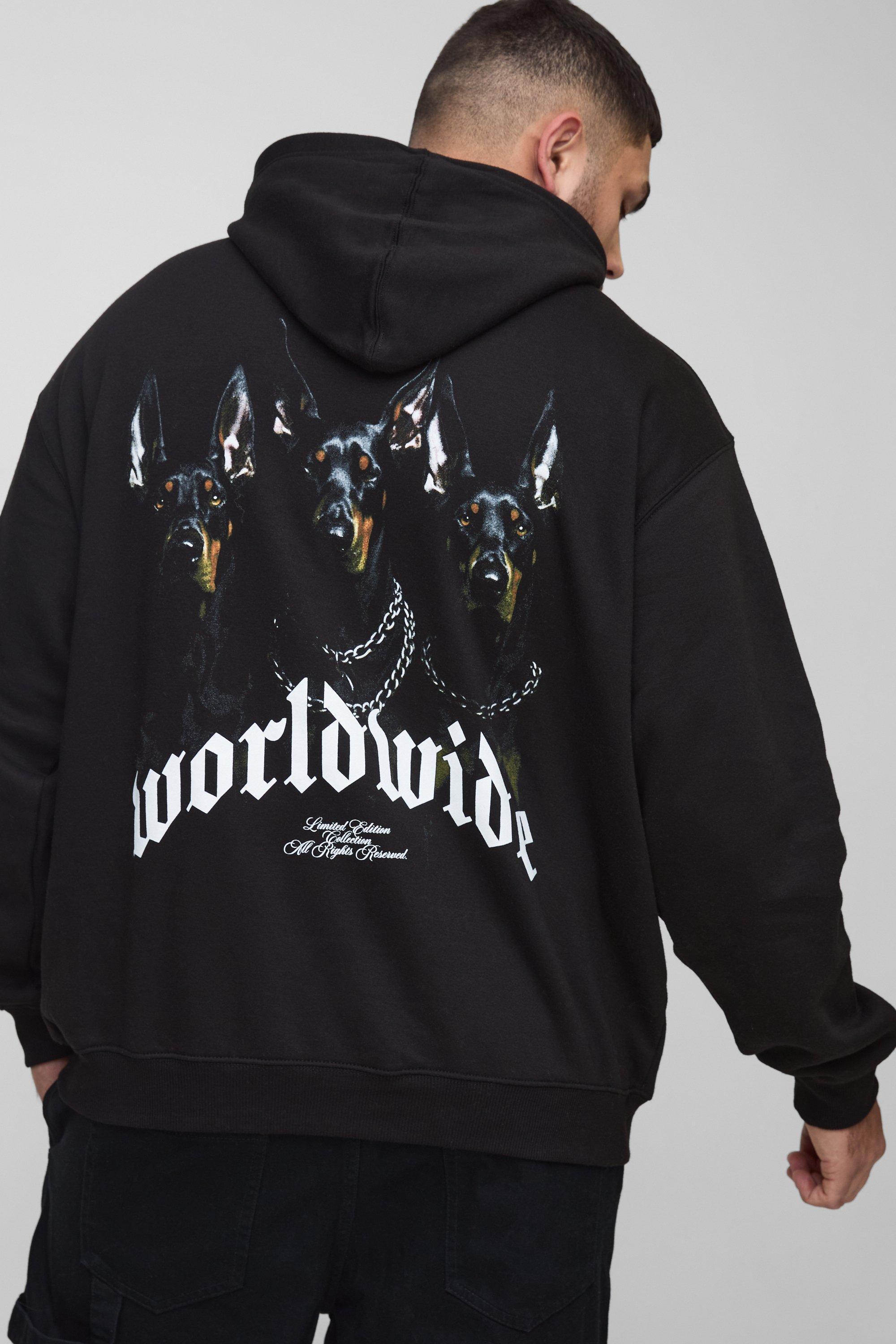 Plus Oversized Worldwide Graphic Hoodie | boohooMAN USA Product Image