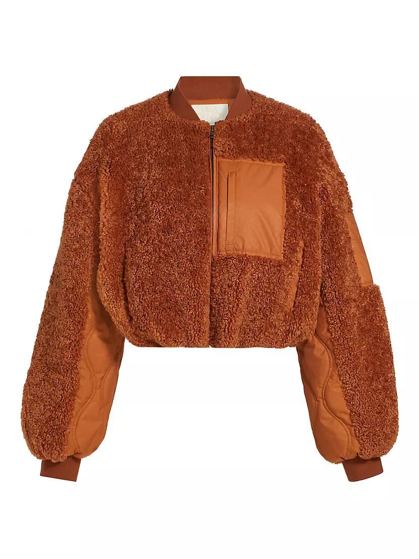 Arlyn Teddy Fleece & Quilted Satin Cropped Jacket Product Image