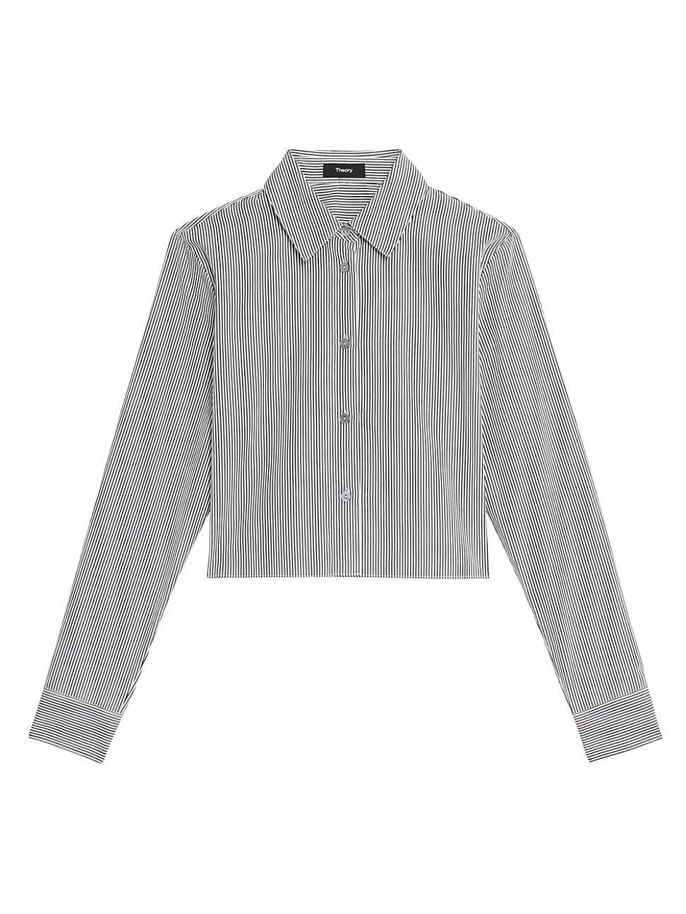 Womens Cotton Striped Cropped Shirt Product Image