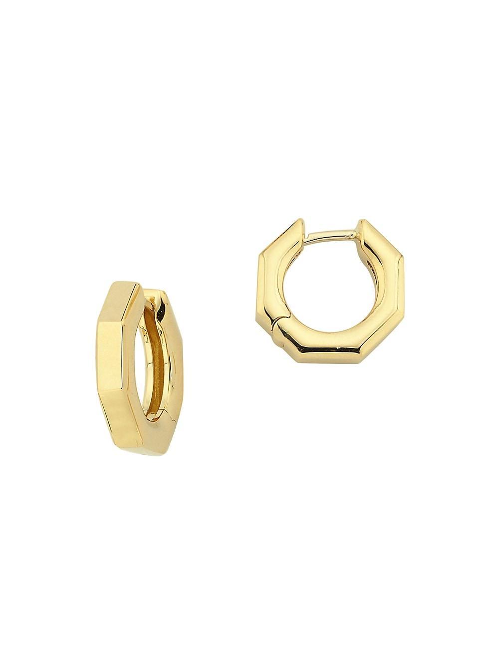 Womens Bubble 18K Yellow Gold Small Geometric Hoop Earrings Product Image