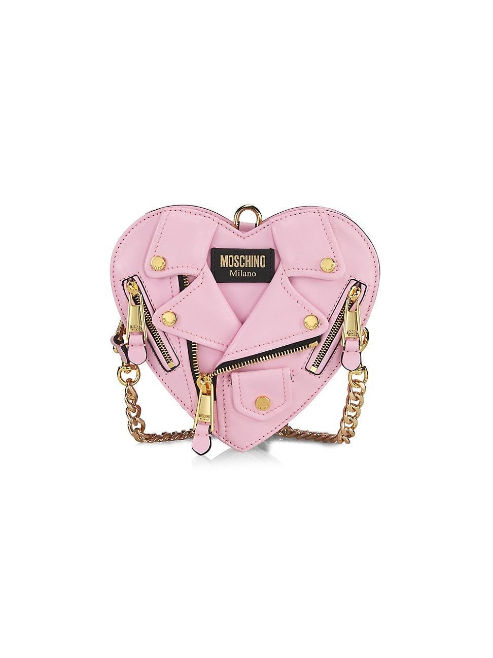 Womens Heart-Shape Moto Leather Crossbody Bag Product Image