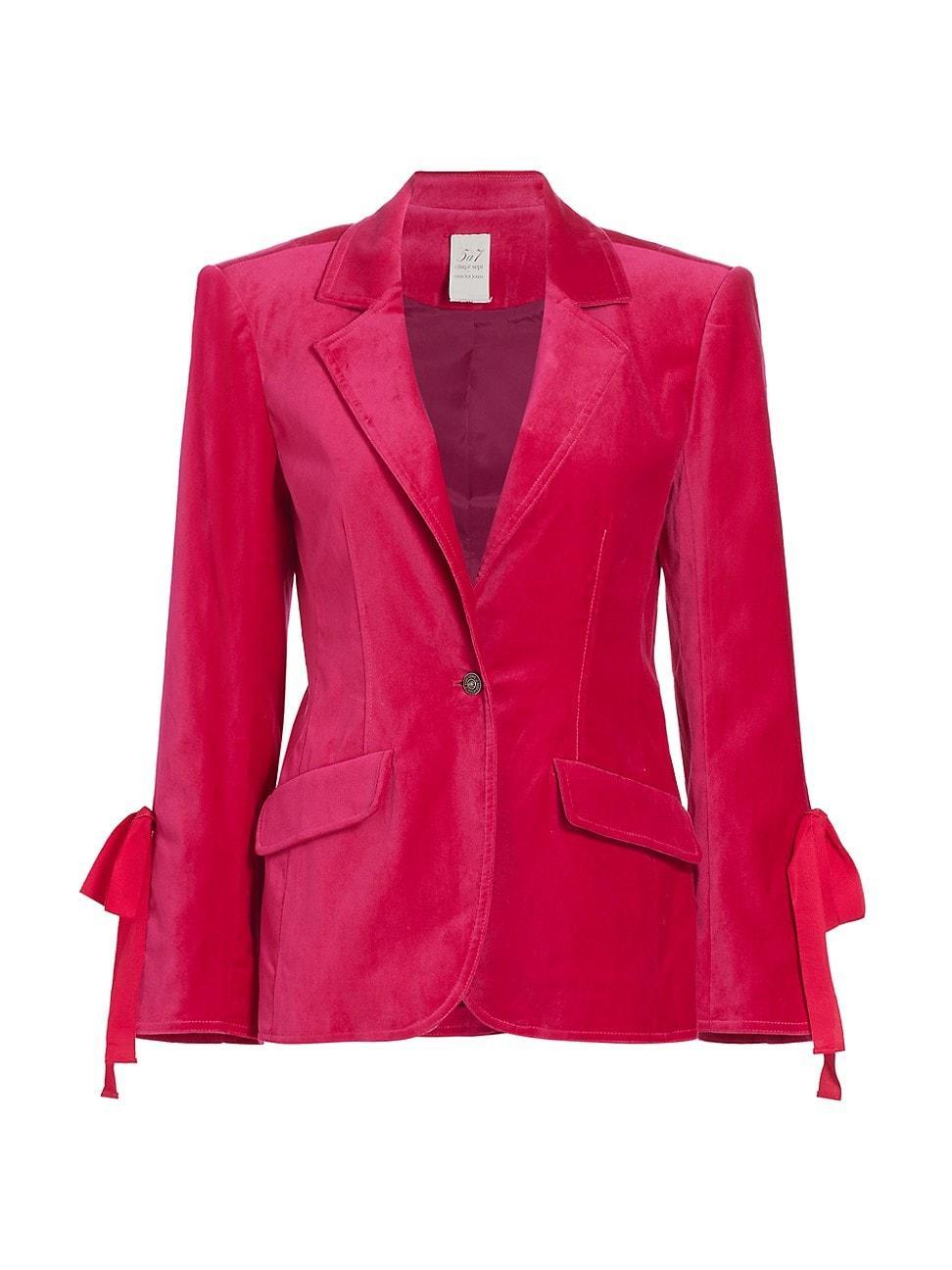 Womens Lou Bow-Detailed Velvet Blazer Product Image