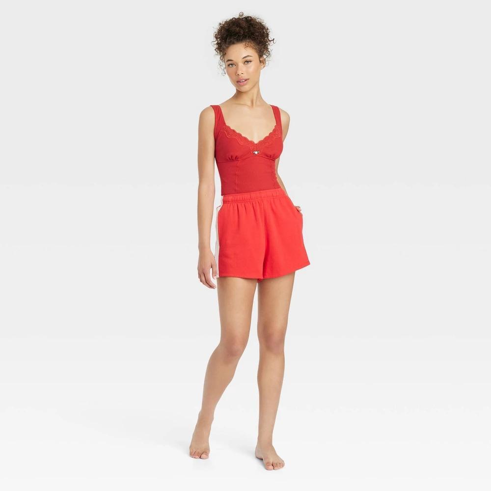 Womens Waffle Bodysuit - Colsie Red Product Image