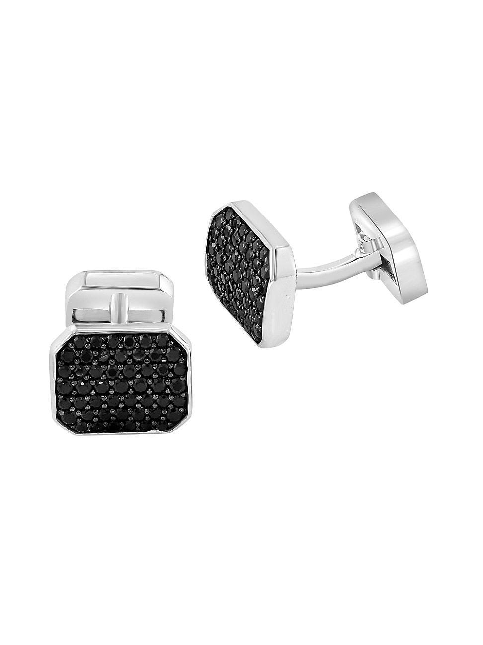 Mens COLLECTION 925 Sterling Silver Black Spinel Cufflinks Product Image