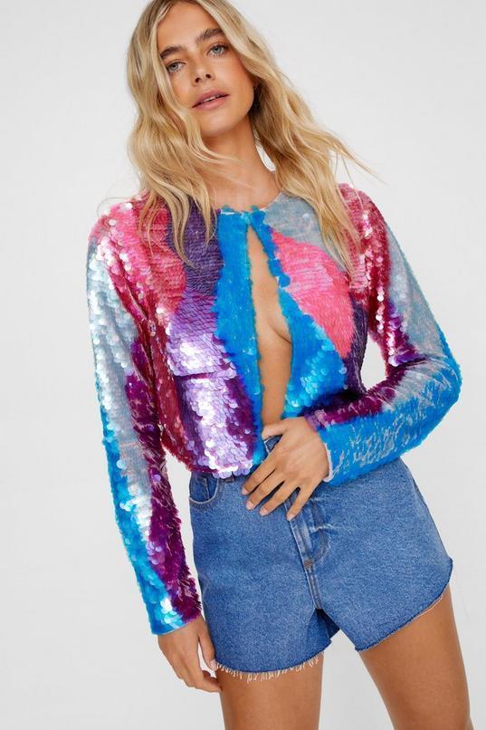 Marble Sequin Embellished Jacket Product Image