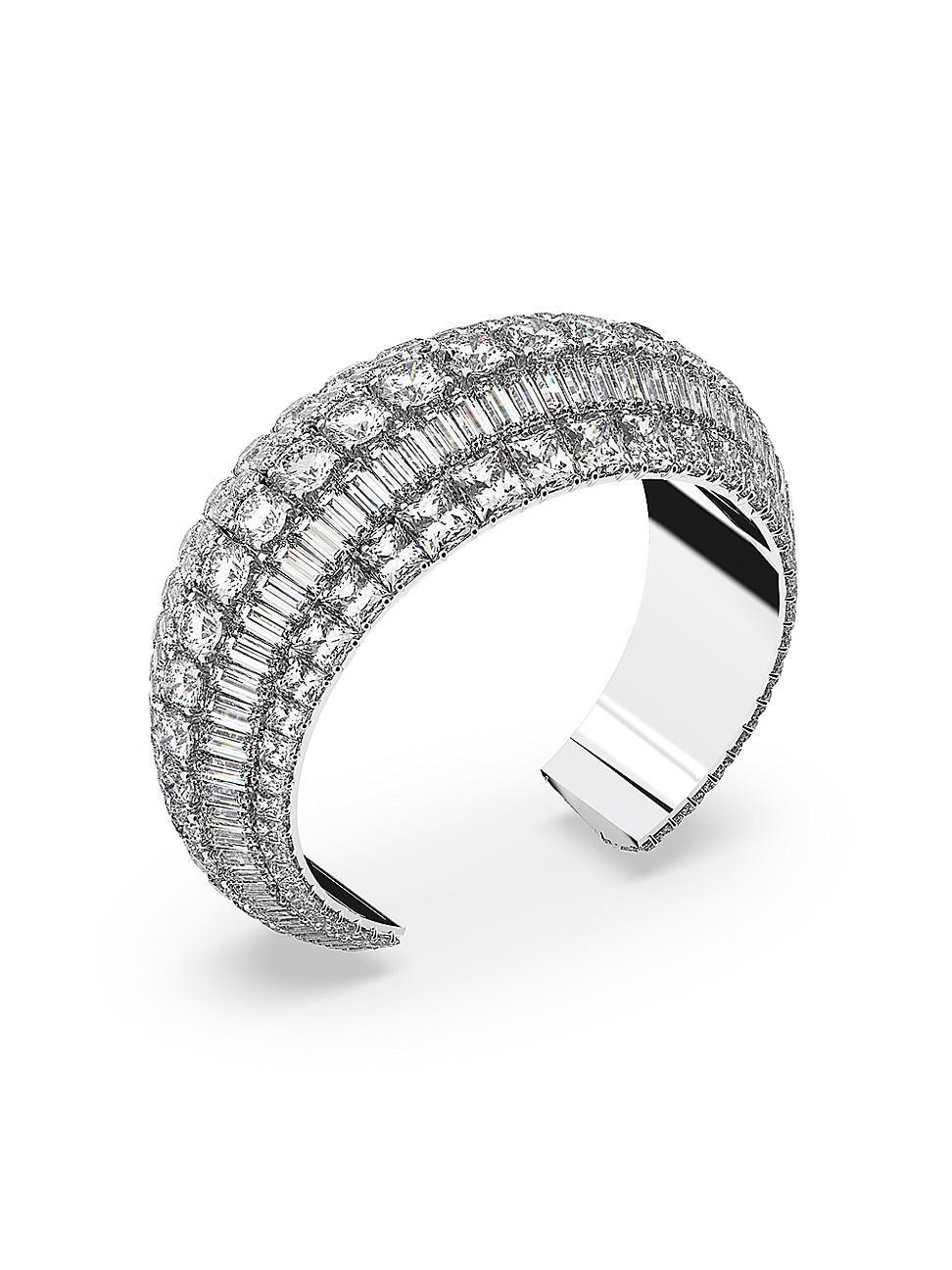 Womens Hyperbola Rhodium-Plated & Swarovski Crystal Cuff Product Image