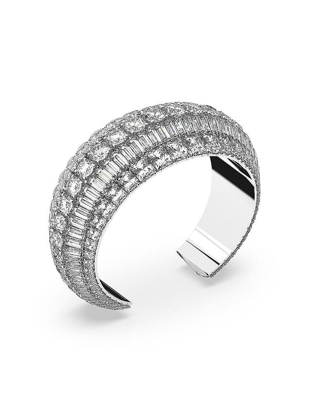 Womens Hyperbola Rhodium-Plated & Swarovski Crystal Cuff Product Image