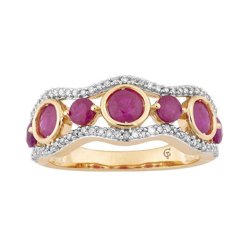 10k Gold Ruby & 1/5 Carat T.W. Diamond 7-Stone Ring, Womens Product Image