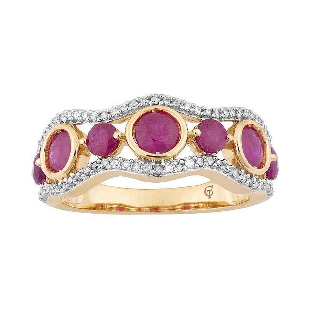 10k Gold Ruby & 1/5 Carat T.W. Diamond 7-Stone Ring, Womens Red Product Image