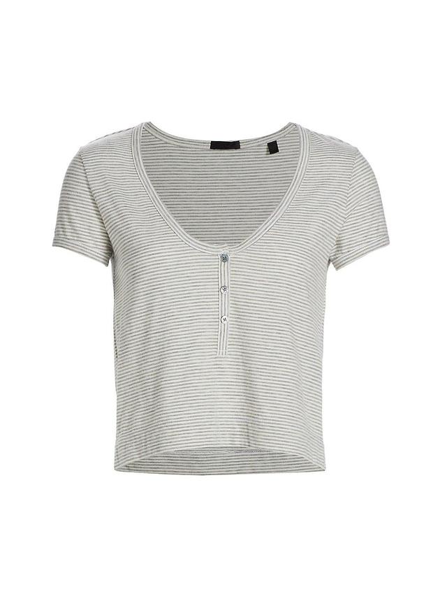 Womens Striped Cotton-Blend Henley Product Image