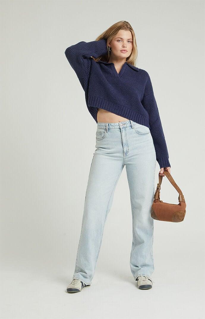 Womens Stretch Light Indigo 90s Boyfriend Jeans Product Image