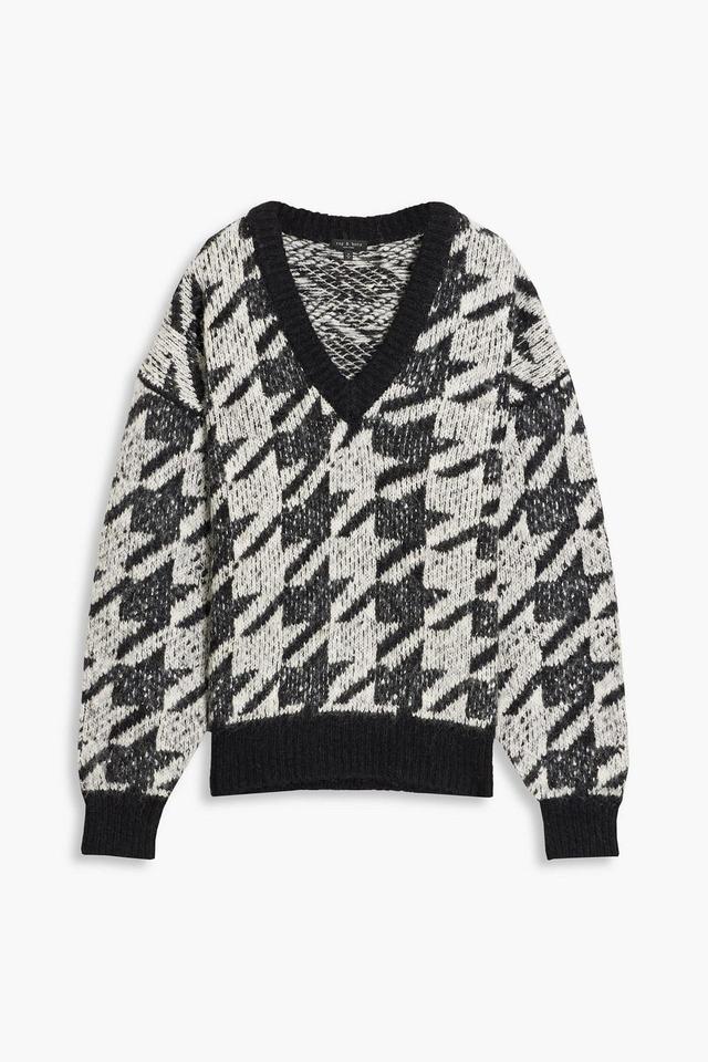 Edith Houndstooth Jacquard-knit Sweater In Black Product Image