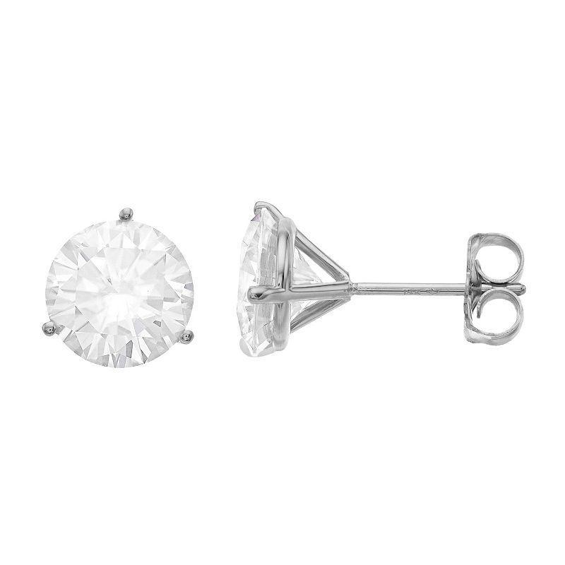 Radiant Fire 14K White Gold 4 Carat Round Moissanite Stud Earrings, Womens Product Image