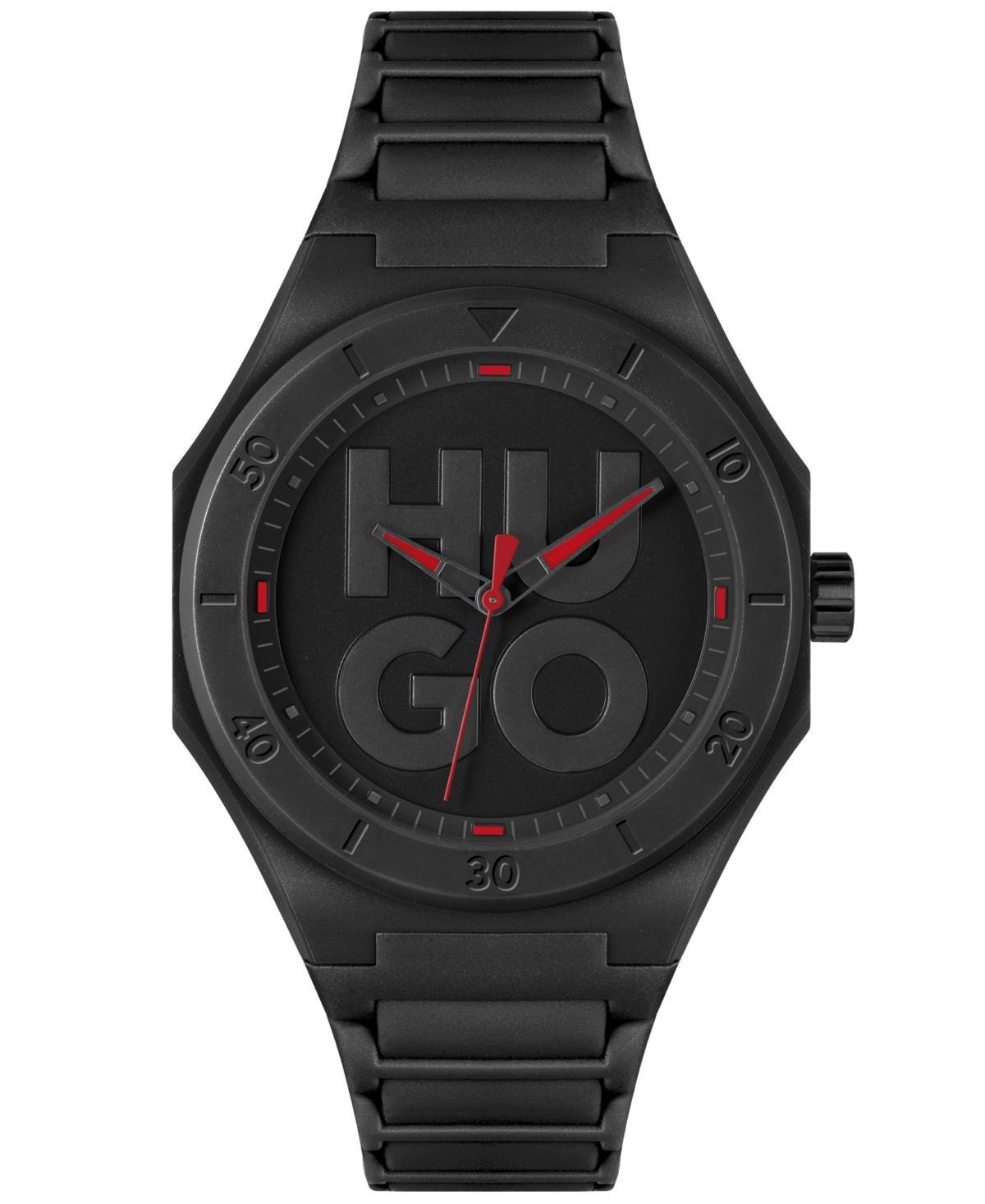 Hugo Boss Mens Grail Quartz Black Silicone Watch 42mm - Black Product Image