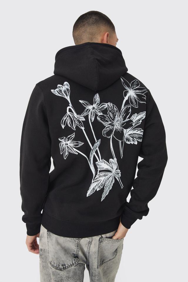 Floral Back Print Hoodie | boohooMAN USA Product Image