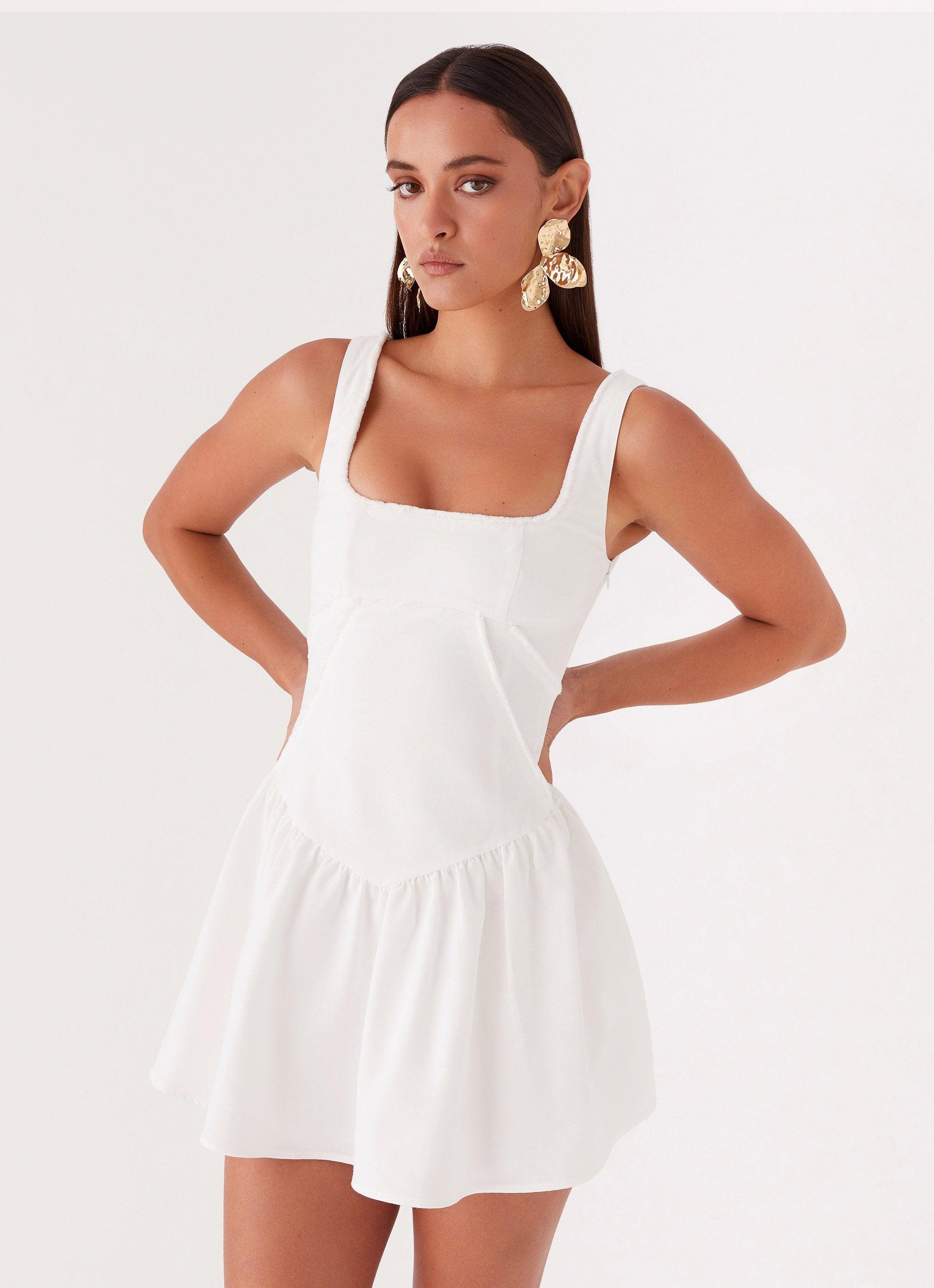 Mollie Linen Mini Dress - White Product Image